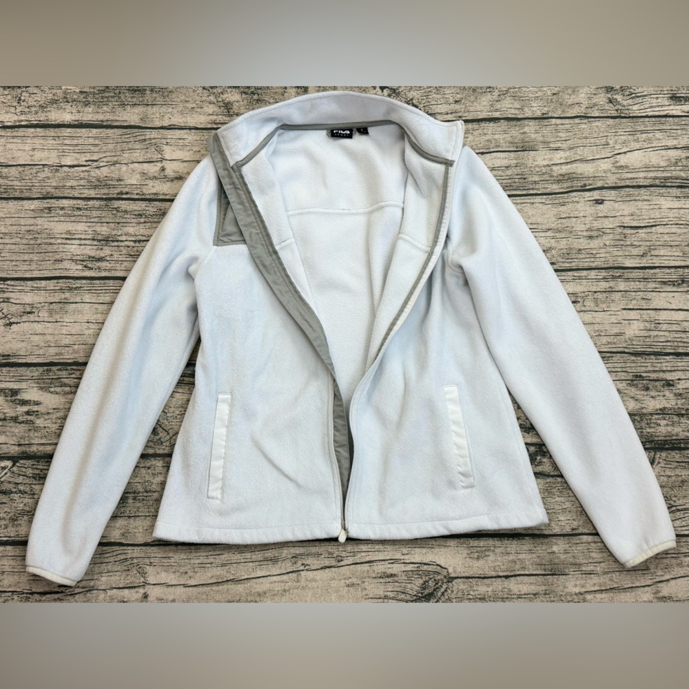 FILA Sport Women's Zip Up Jacket, Mock Neck Soft Fleece, White Gray Size Small - Picture 13 of 13